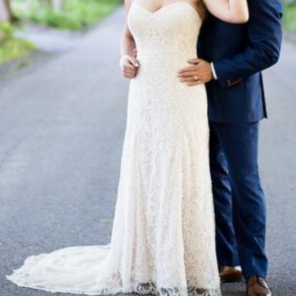 Yumi Katsura Strapless Lace Wedding Gown - Picture 1 of 12